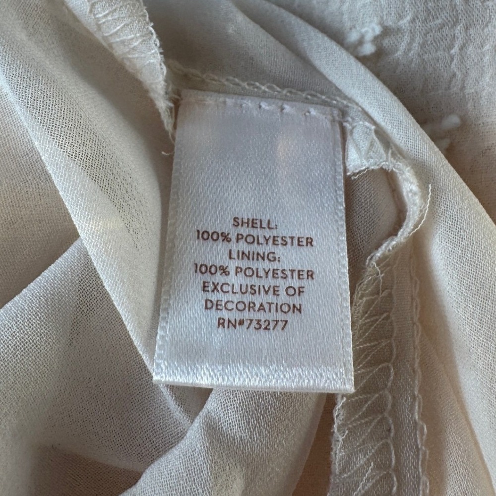 LC Lauren Conrad Swiss Dot Square Neck Blouse Cream Peach XL Long Sleeve - Picture 6 of 7